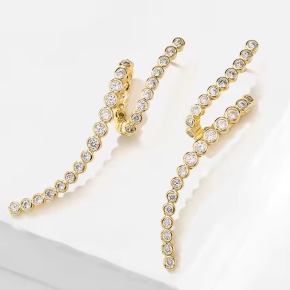 Baroque Diamond Celebrity Gold Earrings - Picture 5 of 8
